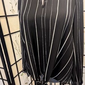 Women's XL black with white stripe blouse